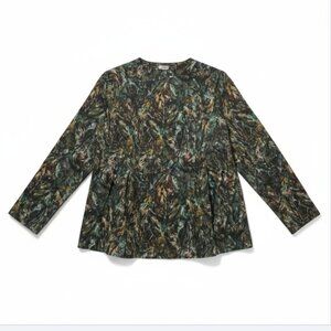 Tuchinda Girls Blouse Size 16 Long Sleeves Green Brown Earthy Modest Button Back